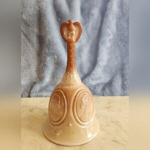 Fenton Chocolate Glass Patriotic Bicentennial Bell w/ Eagle Finial INV3